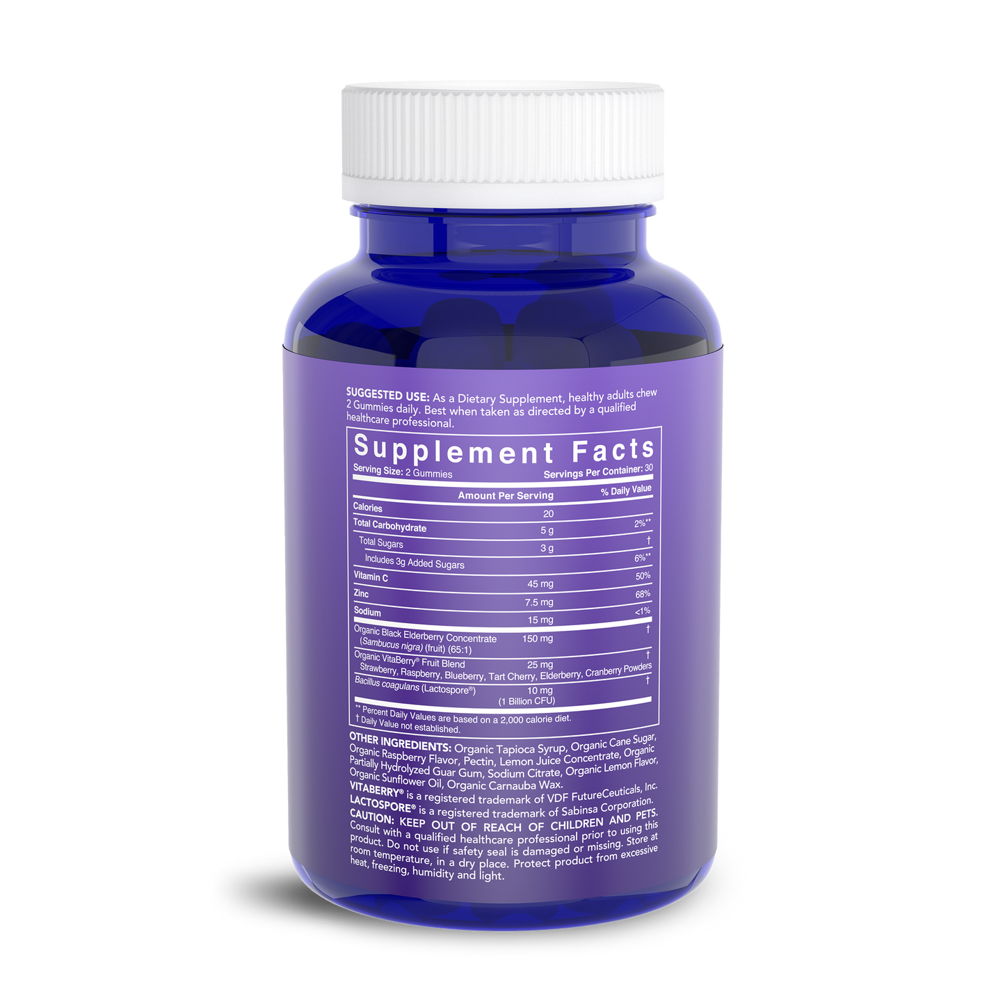 the back of a bottle of Sports Research Organic Elderberry Gummies.