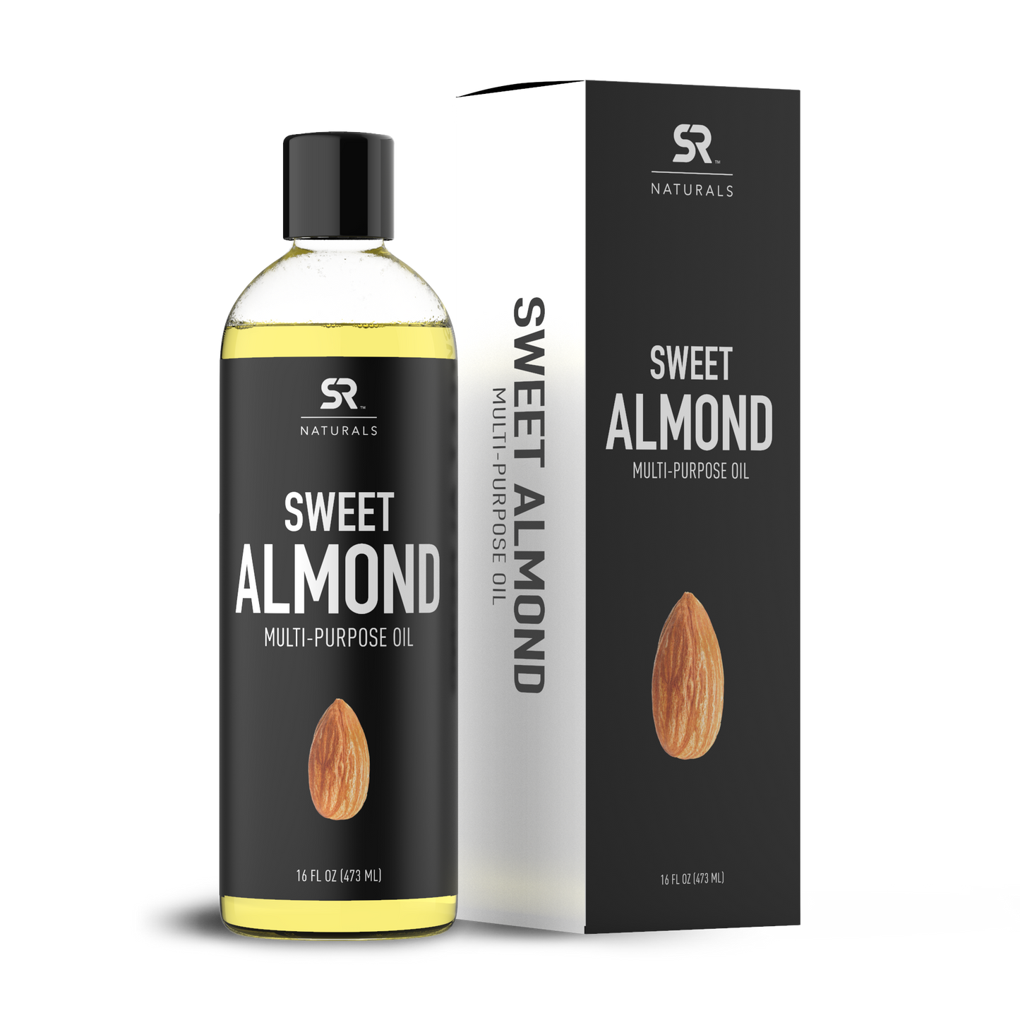 Sports Research® Sweet Almond Oil with a box next to it.