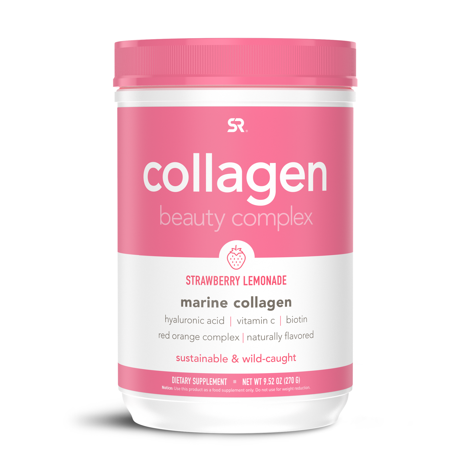 Sports Research Marine Collagen Complex with Hyaluronic Acid strawberry lemonade.