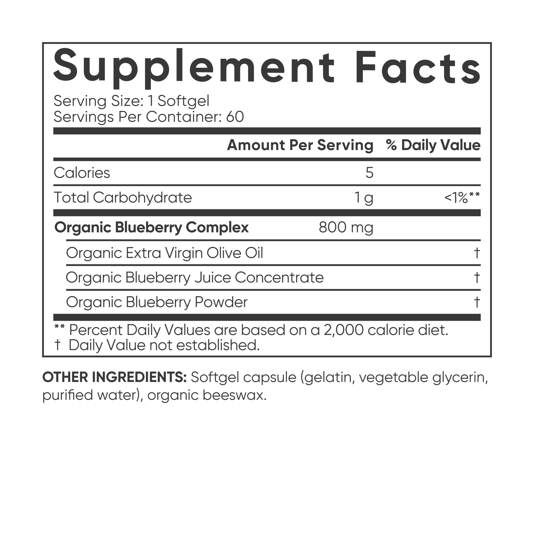 a label for Sports Research's Blueberry Fruit Complex supplement.