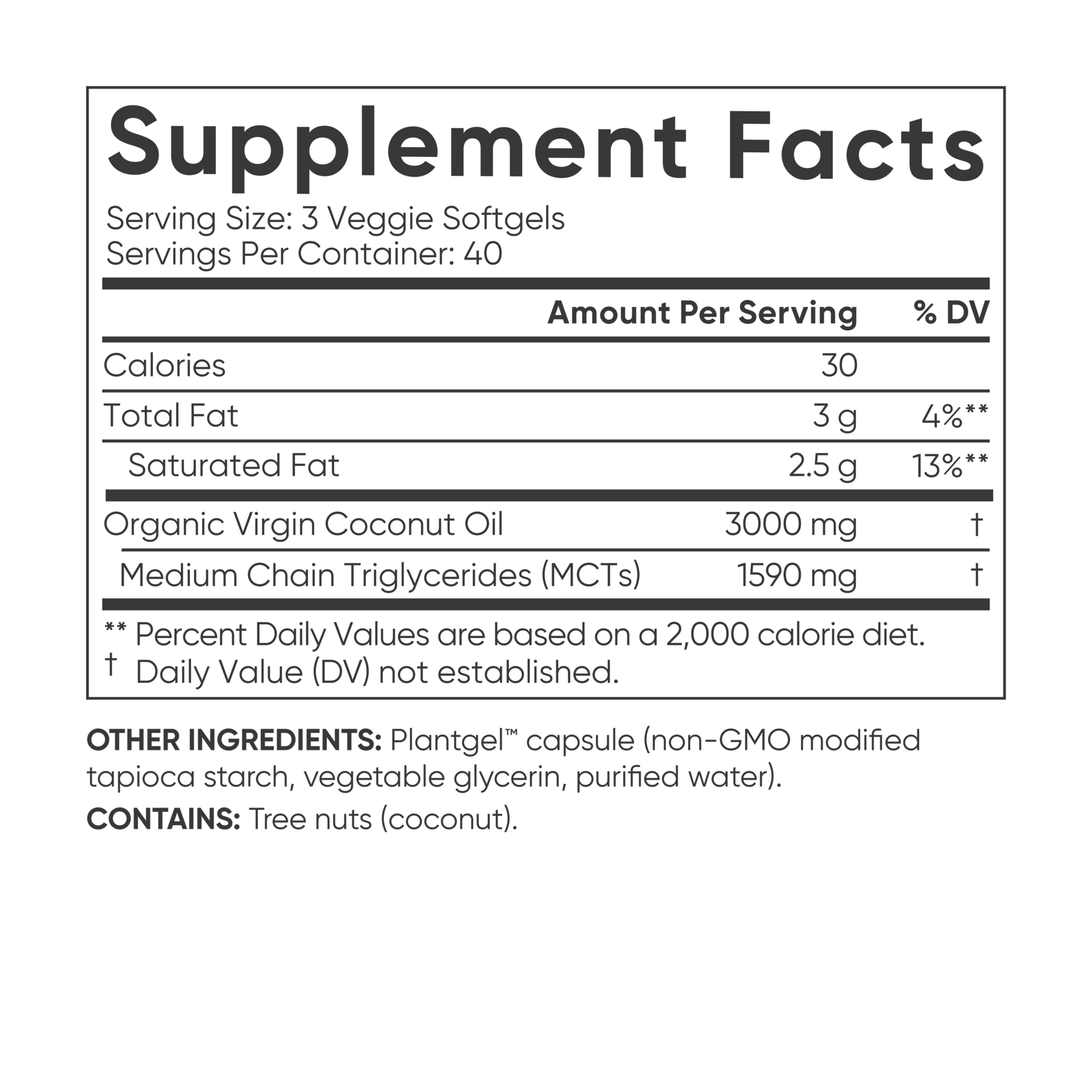 a label for Sports Research Virgin Coconut Oil supplement.