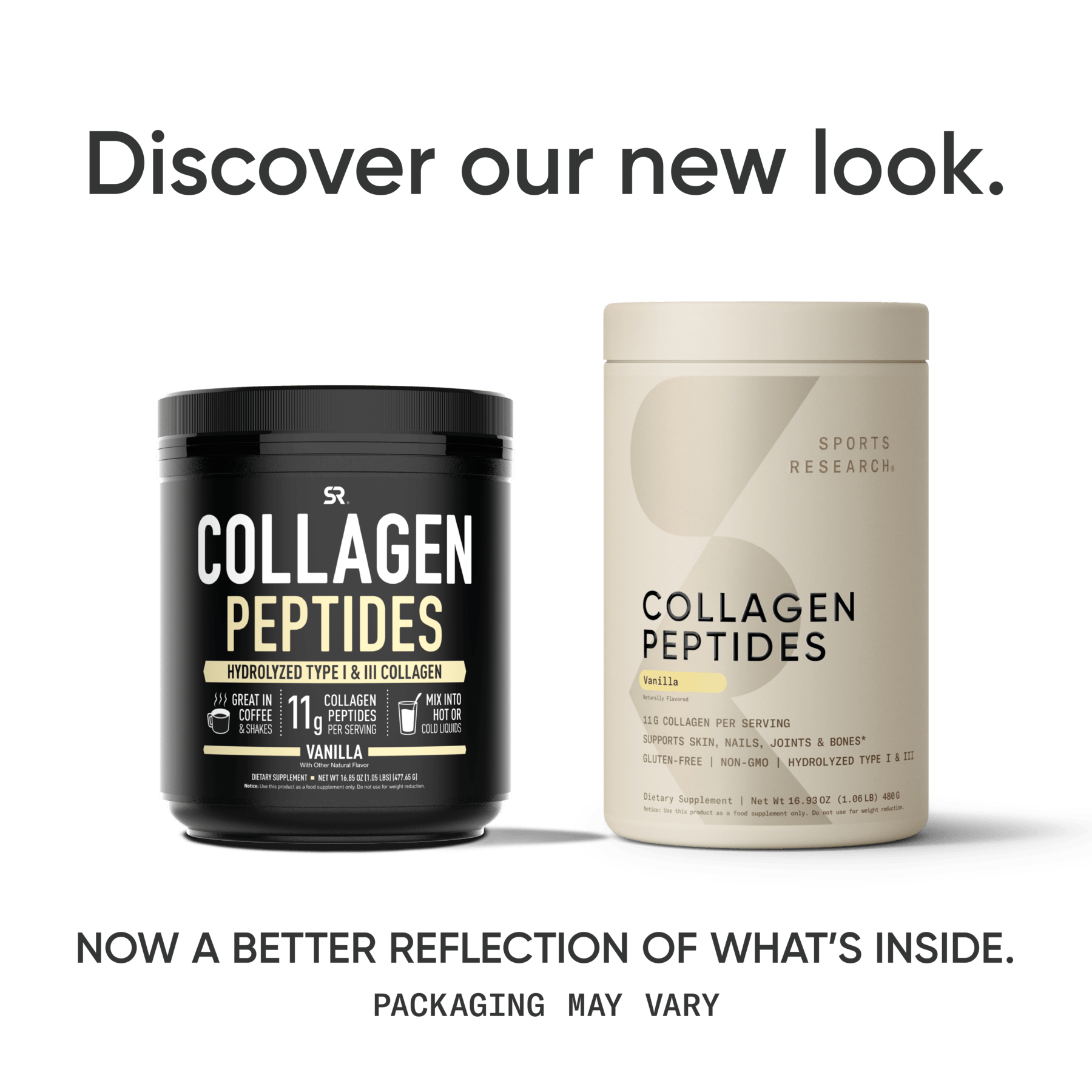 Sports Research Collagen Peptides - Flavored: now better reflection of what's inside.