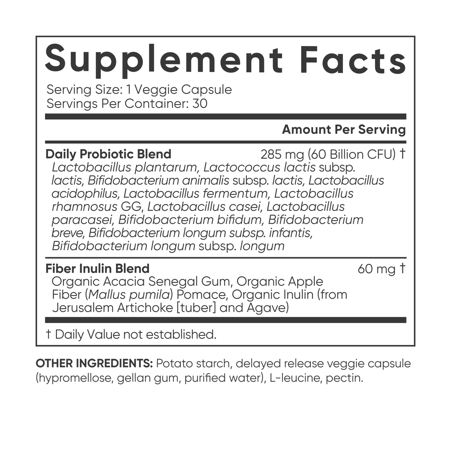 a Sports Research label for Daily Probiotics with Prebiotics supplement.