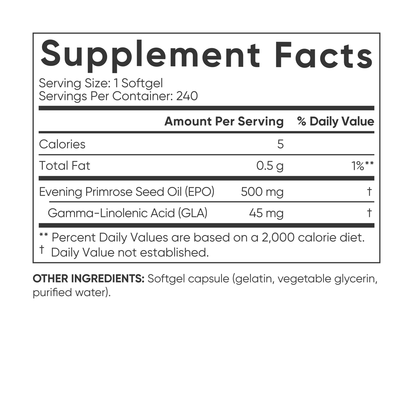 a label for Sports Research Evening Primrose Oil Mini-Gels supplement.