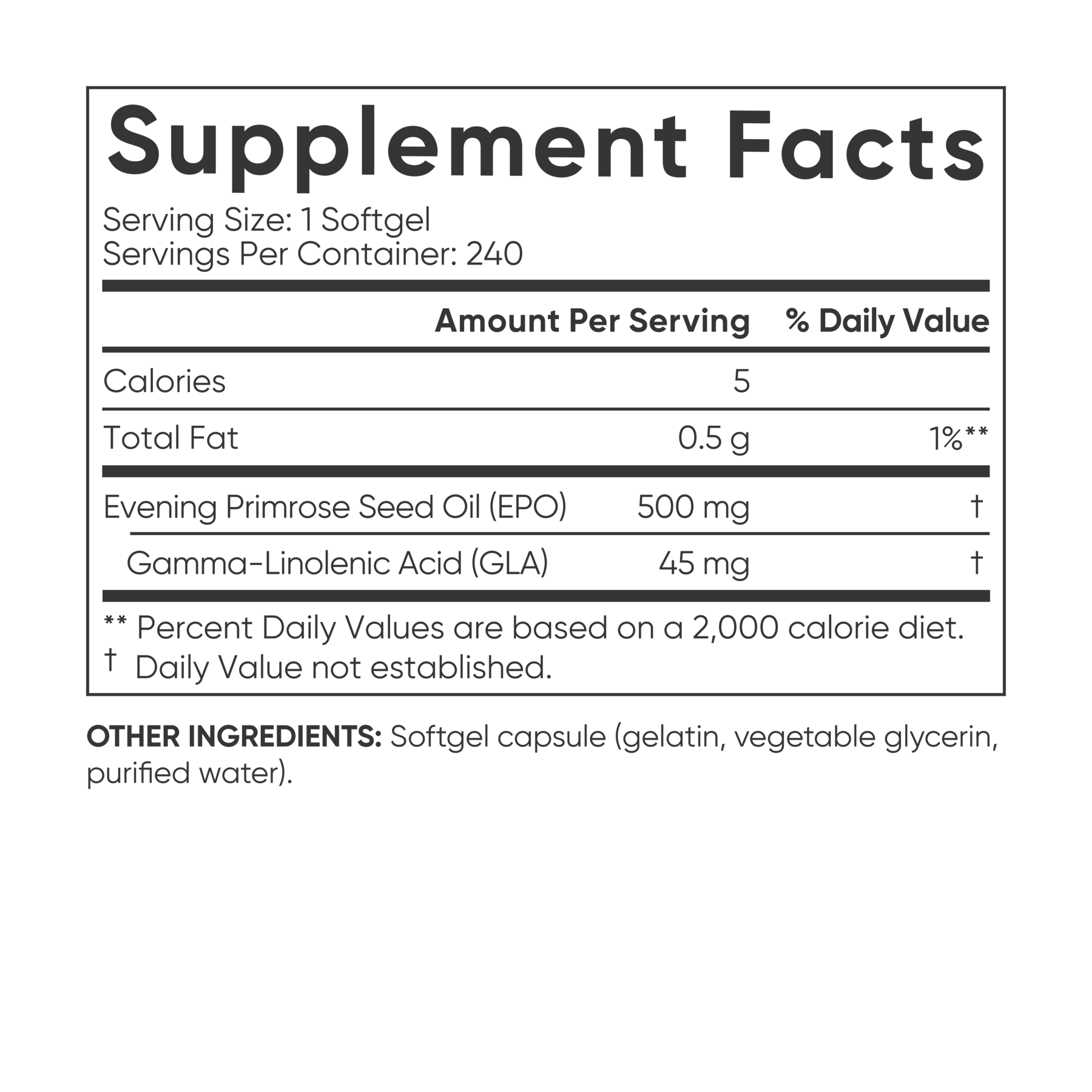 a label for Sports Research Evening Primrose Oil Mini-Gels supplement.