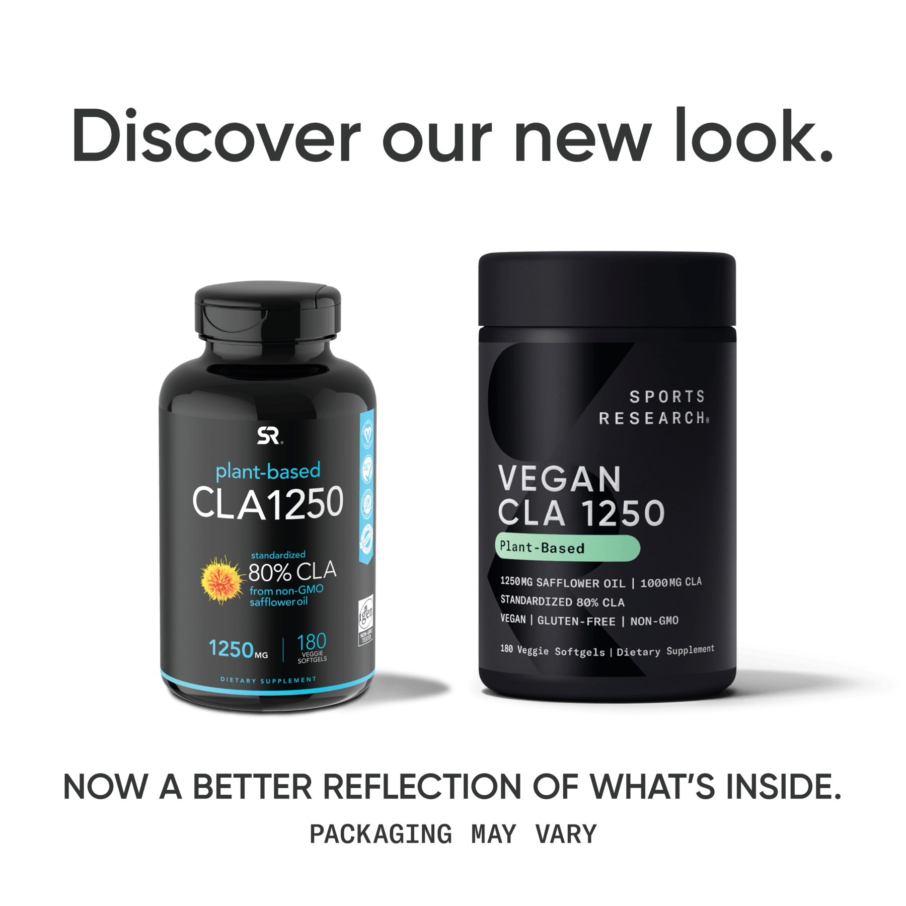 vegan CLA20 vs Vegan CLA 1250 - a better reflection of what's inside.