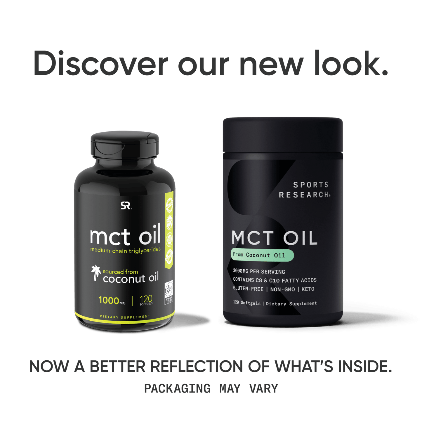 a bottle of Sports Research MCT Oil from Coconut and a bottle of water.