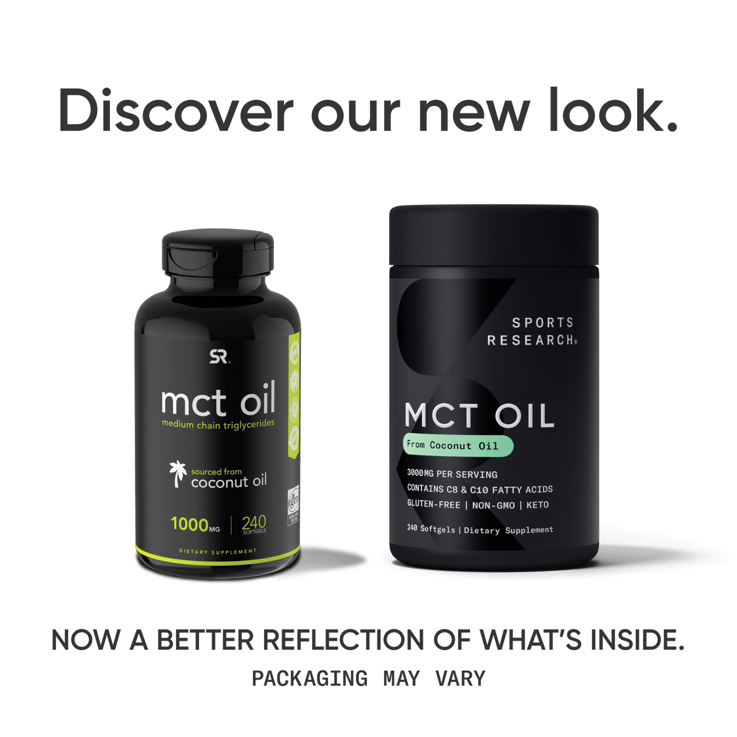 A bottle of Sports Research MCT Oil from Coconut and a bottle of water.