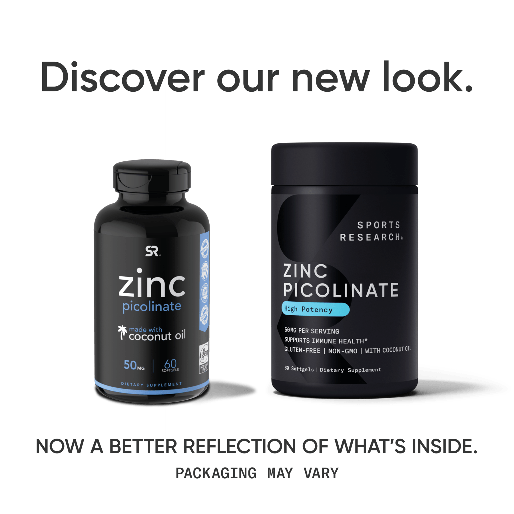 A bottle of Sports Research Zinc Picolinate with Coconut Oil and a bottle of probiotics.