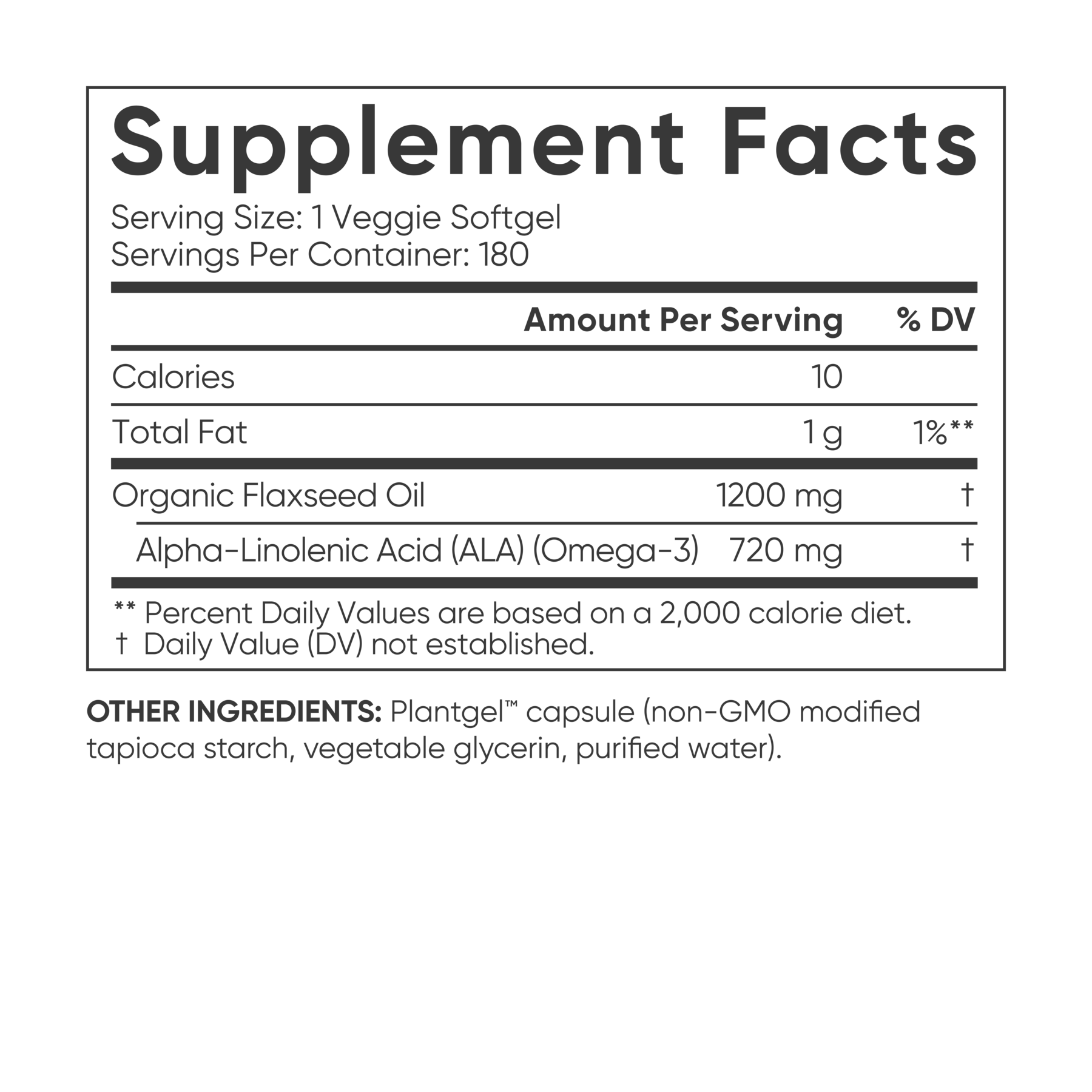 Sports Research Vegan Flaxseed Oil supplement facts.