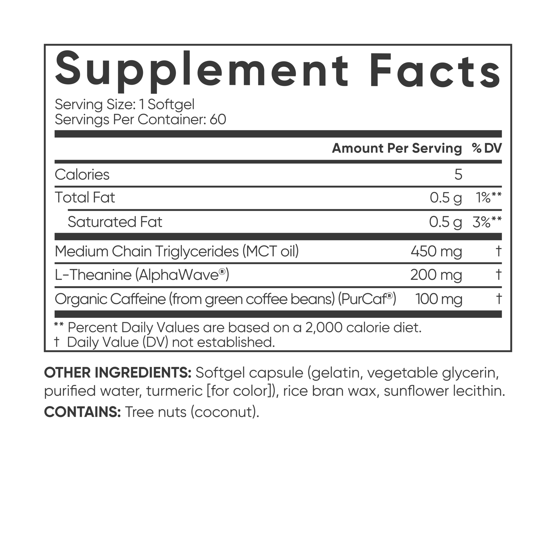 a label for Sports Research L-Theanine + Caffeine supplement.