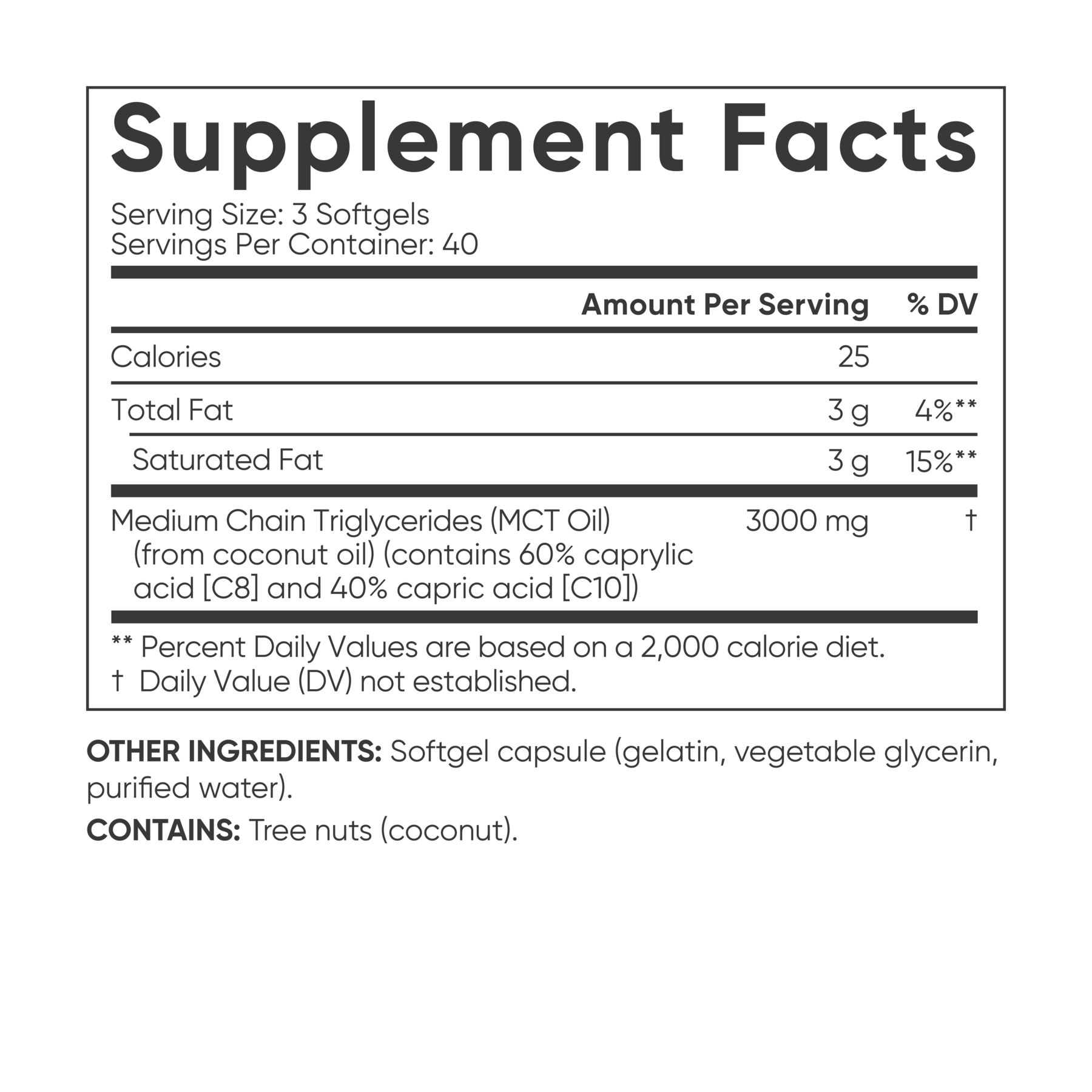 a label for Sports Research's MCT Oil from Coconut supplement.