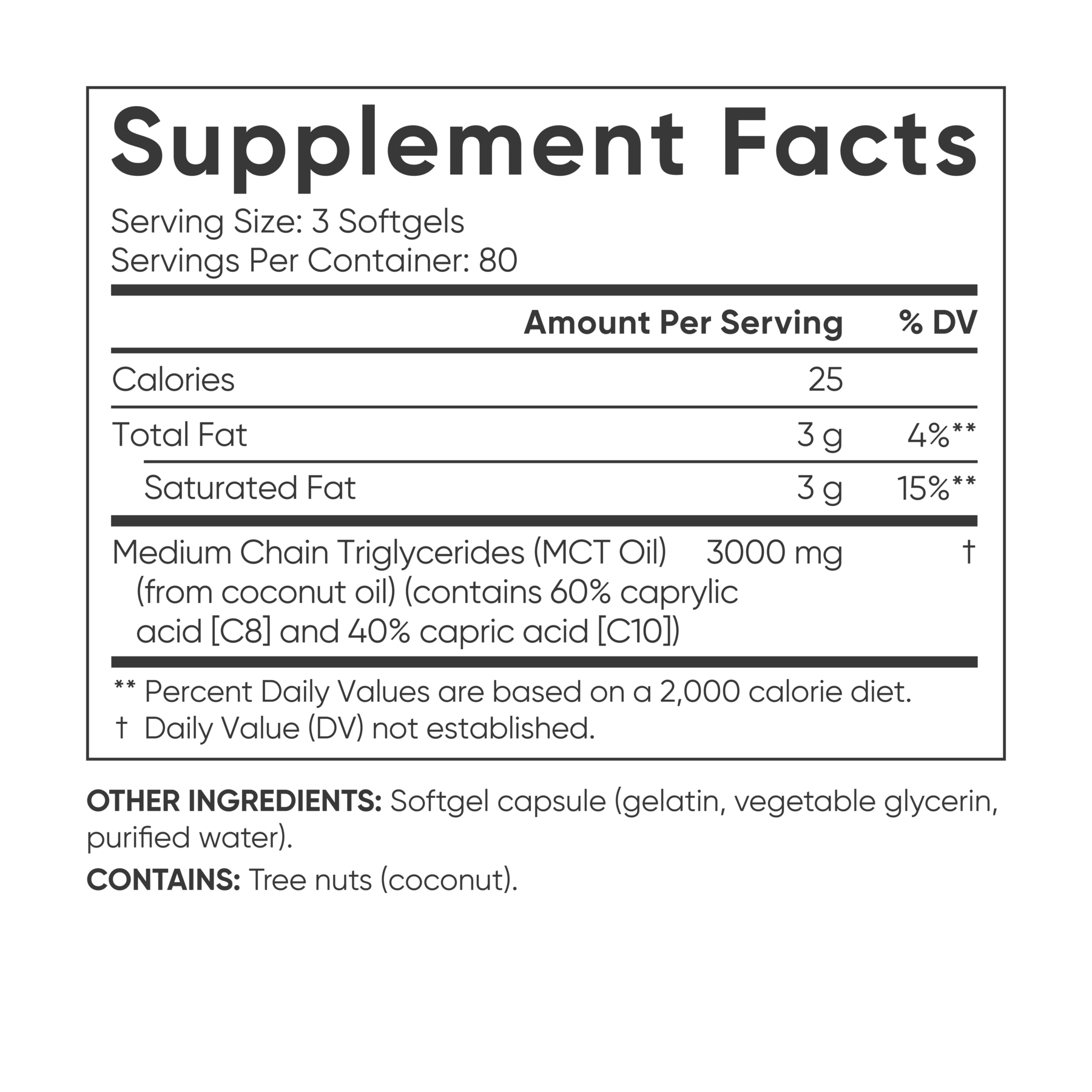 a label for Sports Research MCT Oil from Coconut supplement.
