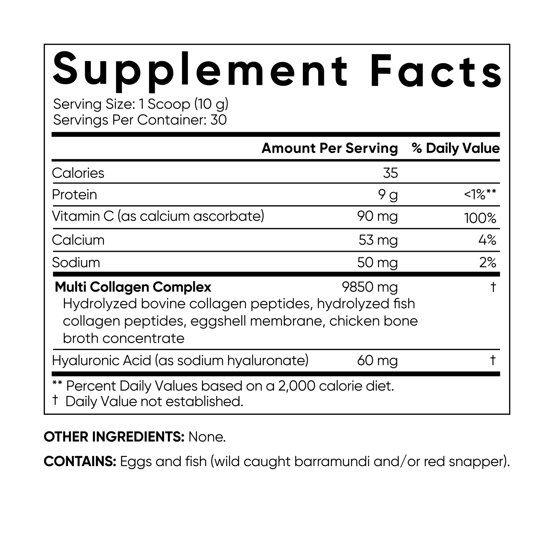 a label for Sports Research Multi Collagen Powder with 5 Types of Collagen supplement.