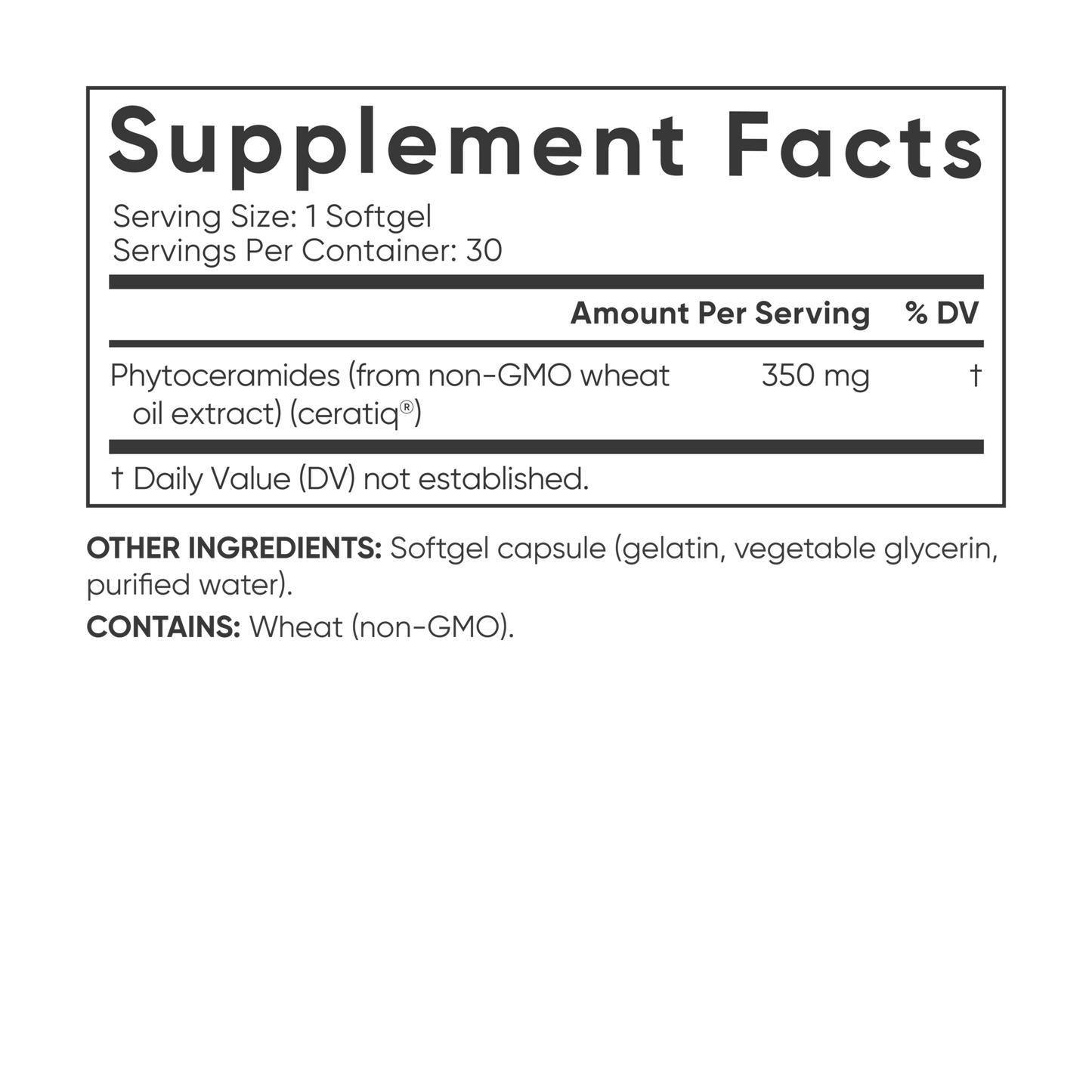 a close-up of Sports Research Phytoceramides Skin Hydration supplement facts.