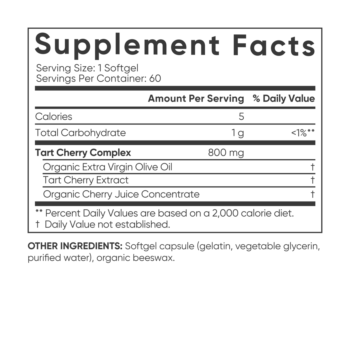 a label for Sports Research's Tart Cherry Fruit Complex supplement.