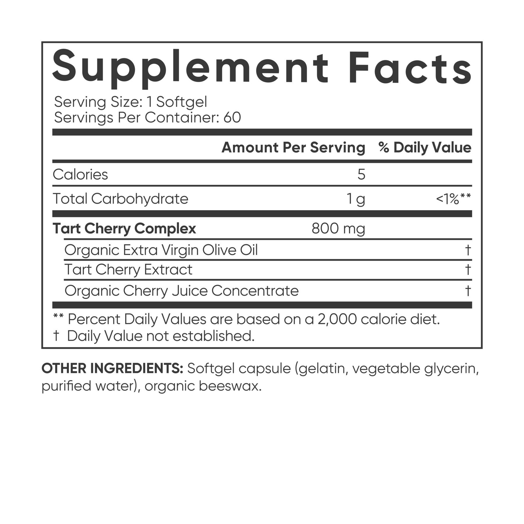 a label for Sports Research's Tart Cherry Fruit Complex supplement.