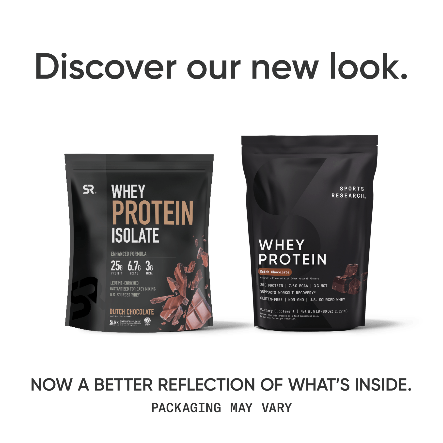 Sports Research Whey Protein Isolate now better reflection of what's inside.