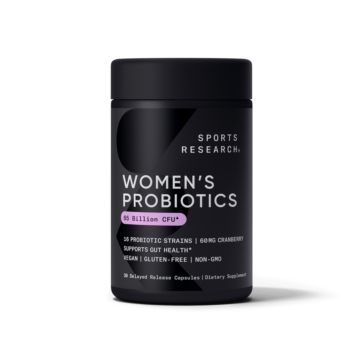 a bottle of Sports Research Women's Probiotics with Cranberry.